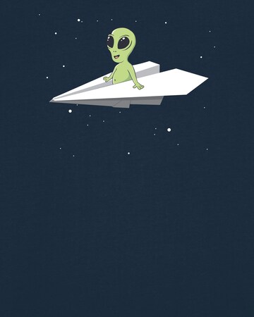T-Shirt ' Alien on a paper plane ' Watapparel en bleu