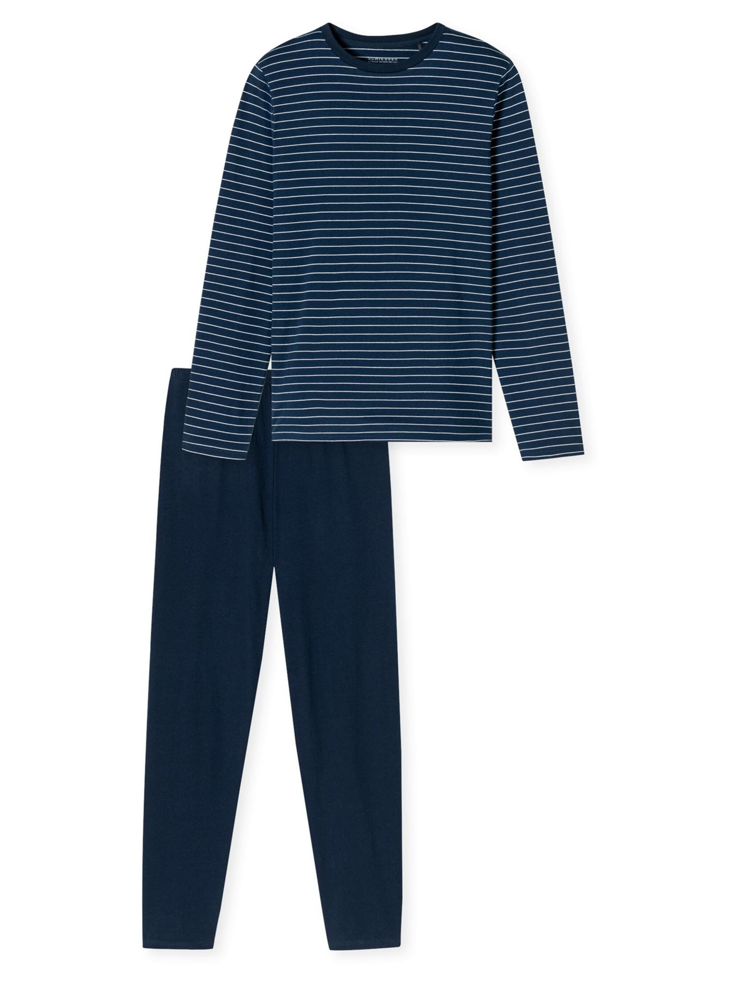 SCHIESSER Pyjama lang 'Casual Essentials'‌‌‌‌‌ in Blau: Vorderseite