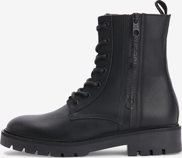 Calvin Klein Jeans Lace-Up Ankle Boots in Black: front