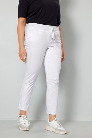 MIAMODA Slim fit Pants in White: front
