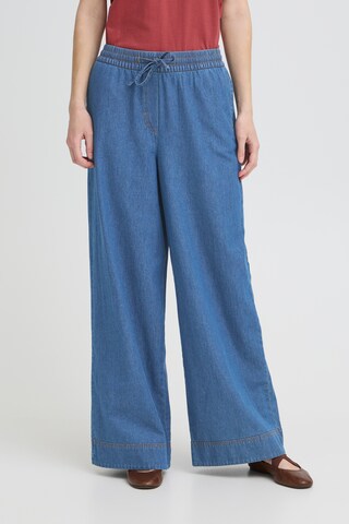 ICHI Wide leg Jeans in Blauw: voorkant