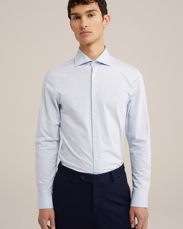 WE Fashion Slim fit Button Up Shirt in Blue: front