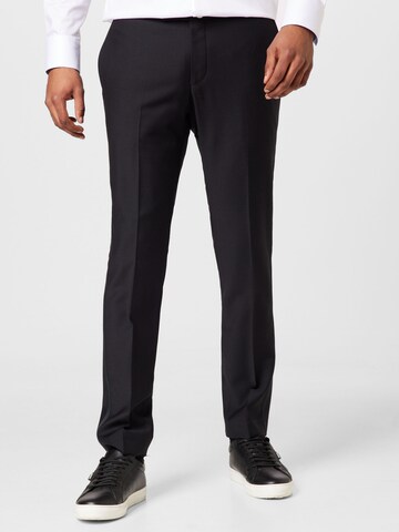 Oscar Jacobson Regular Trousers with creases 'Duke' in Black: front