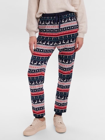 VERO MODA Tapered Pants 'Xmas' in Blue: front