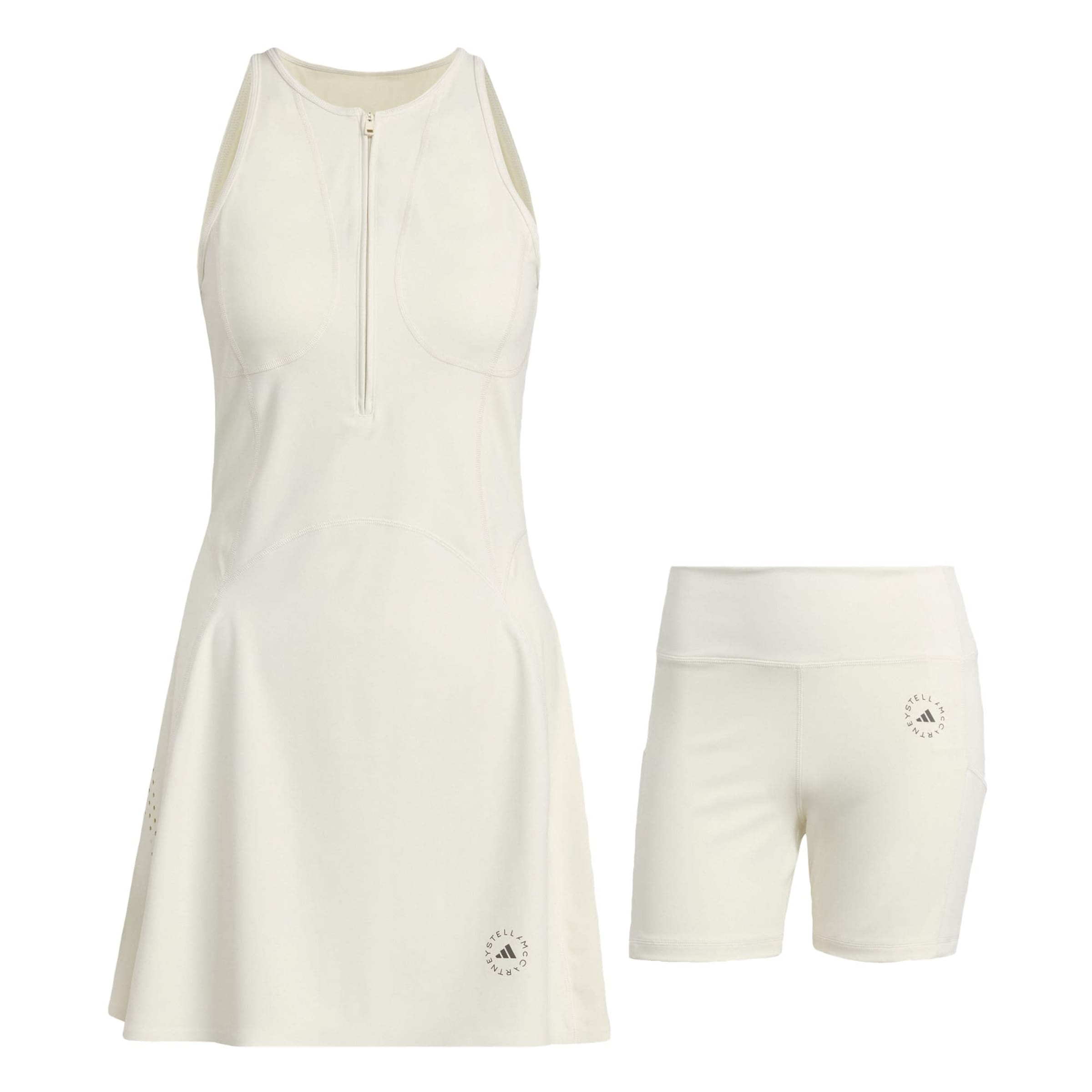 ADIDAS BY STELLA MCCARTNEY Set: Sportkleid und Sportshorts &#x27;Training&#x27; in Weiß: Vorderseite