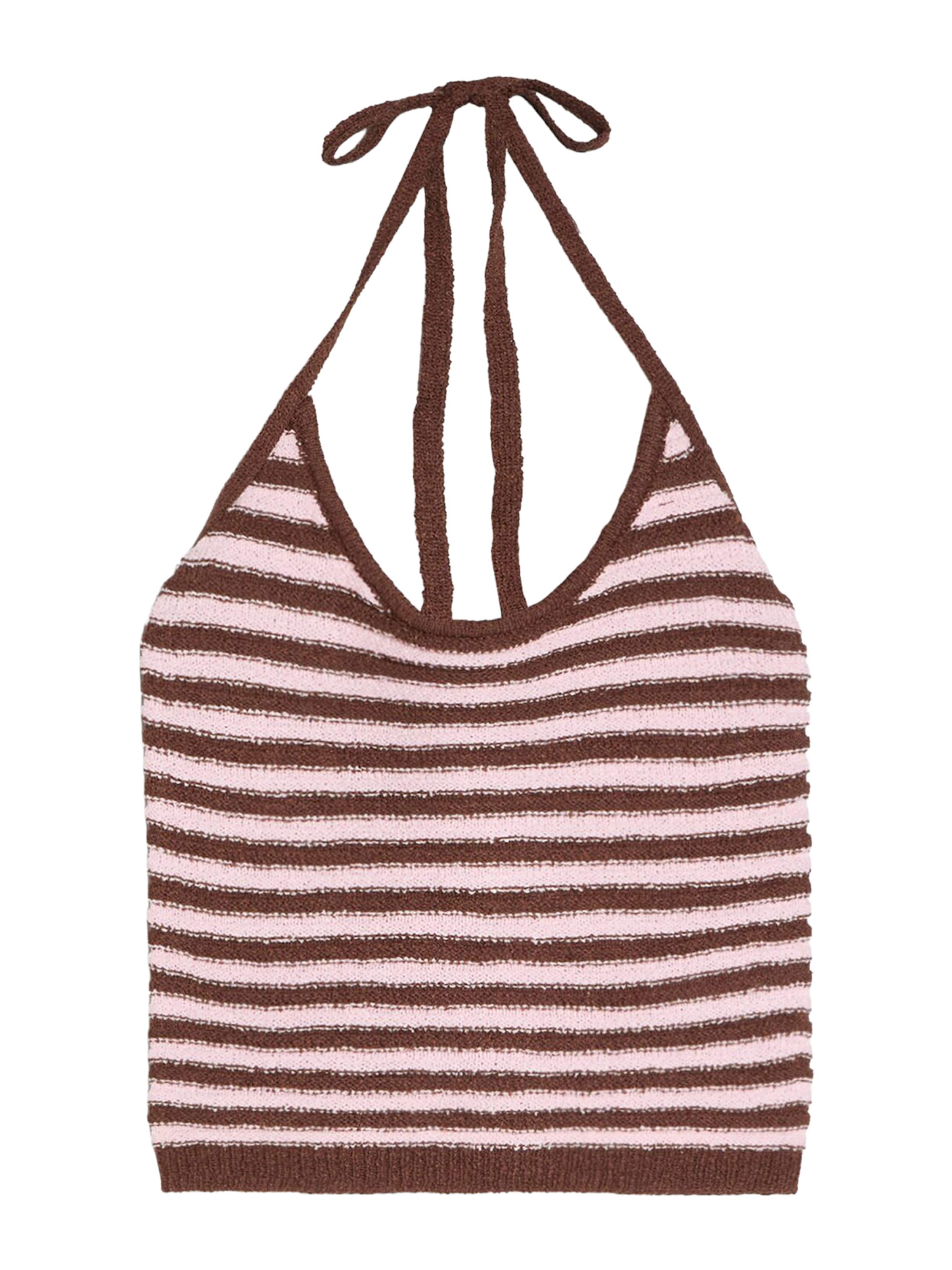 Tops en tricot Bershka en marron : devant