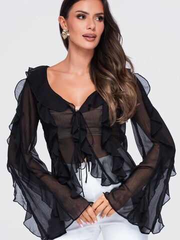 Ombre - Blusa en negro: frente
