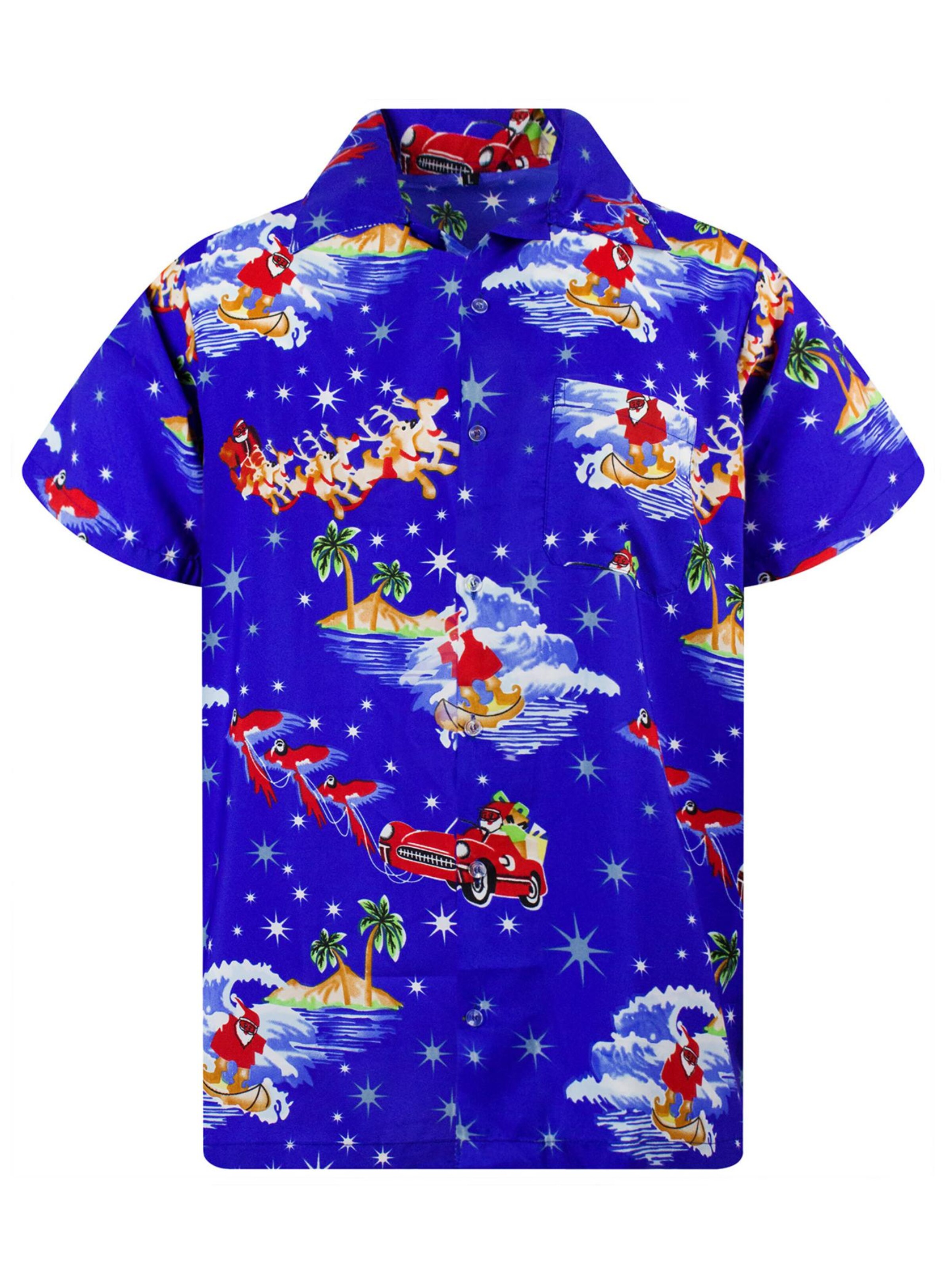 King Kameha Hemd 'Christmas Surf Santa'‌‌‌‌‌‌‌ in Blau: Vorderseite