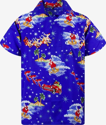 King Kameha Hemd 'Christmas Surf Santa' in Blau: Vorderseite