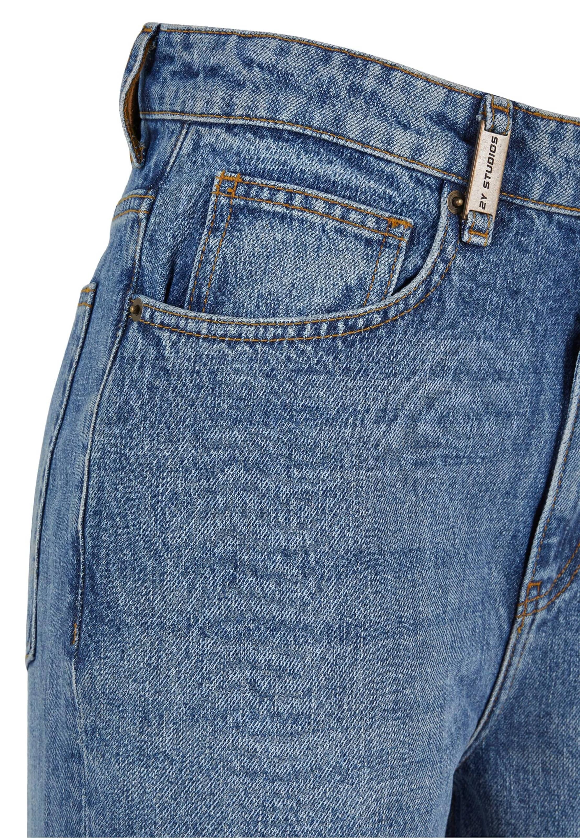 mėlyna 2Y Studios Plačios klešnės Džinsai 'Vulna Open'