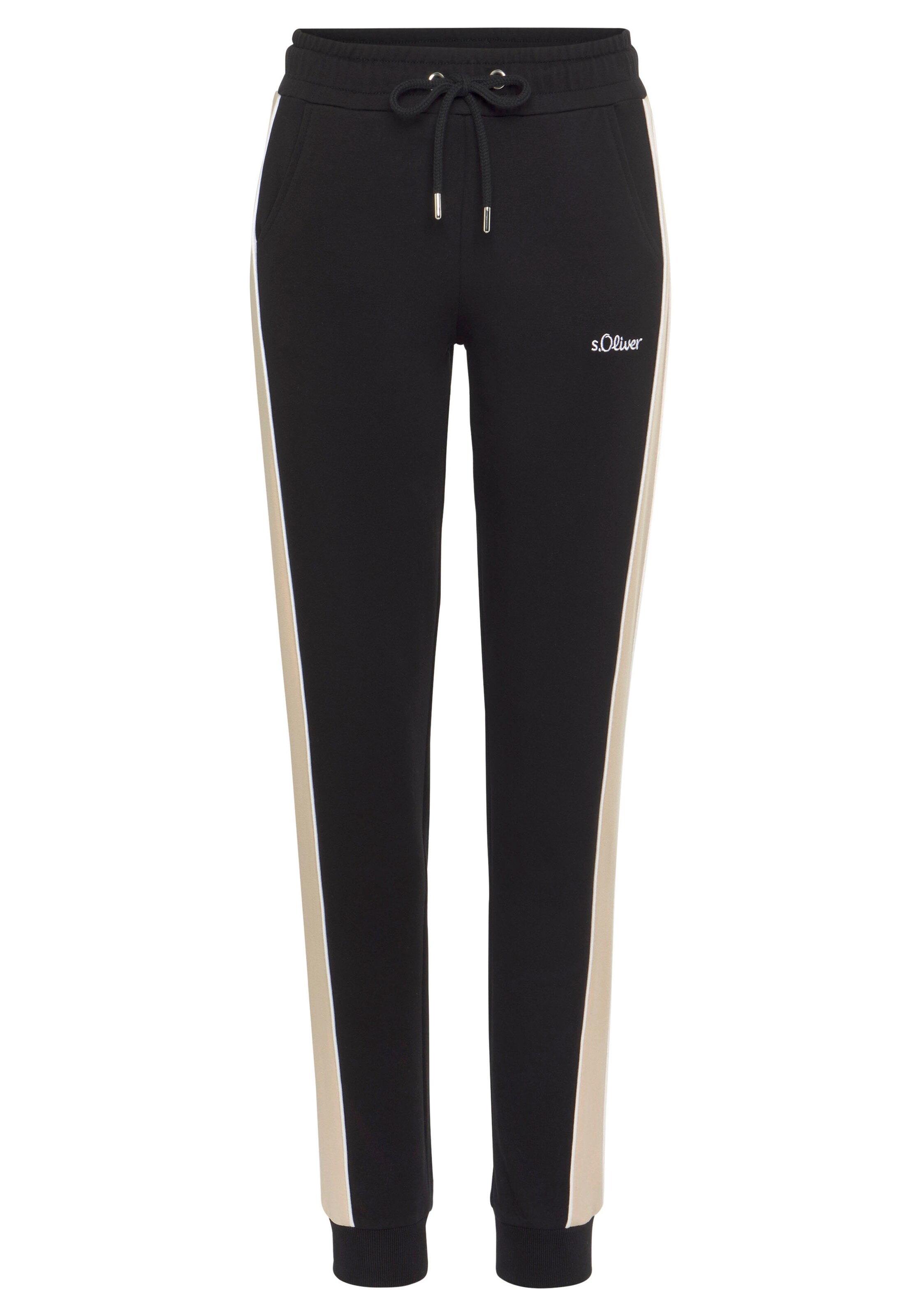 s.Oliver Tapered Παντελόνι σε μαύρο: μπροστά