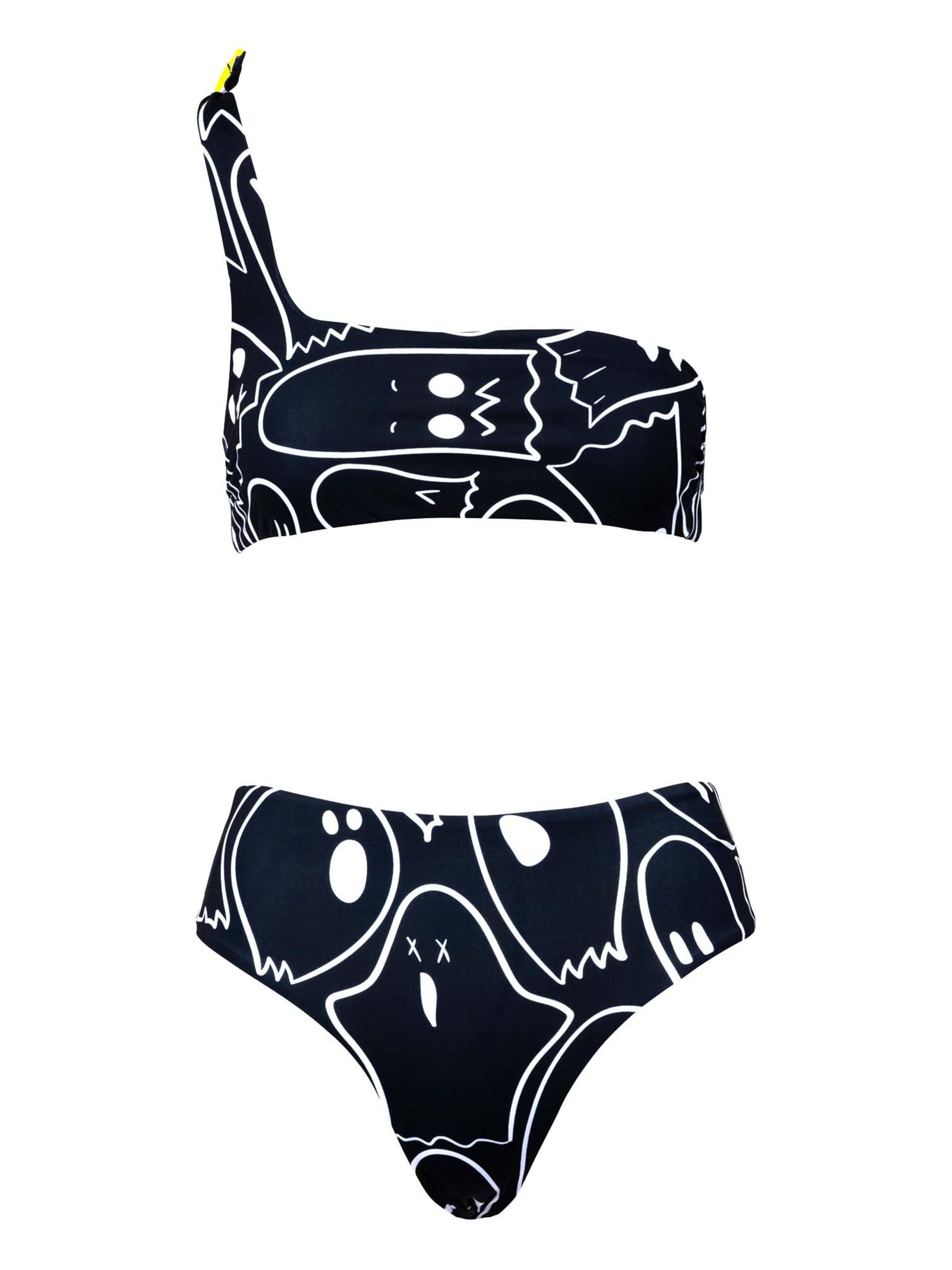 Kalaia Bandeau Bikini 'Ghosted Reversible'‌‌‌‌‌‌ in Schwarz: Vorderseite