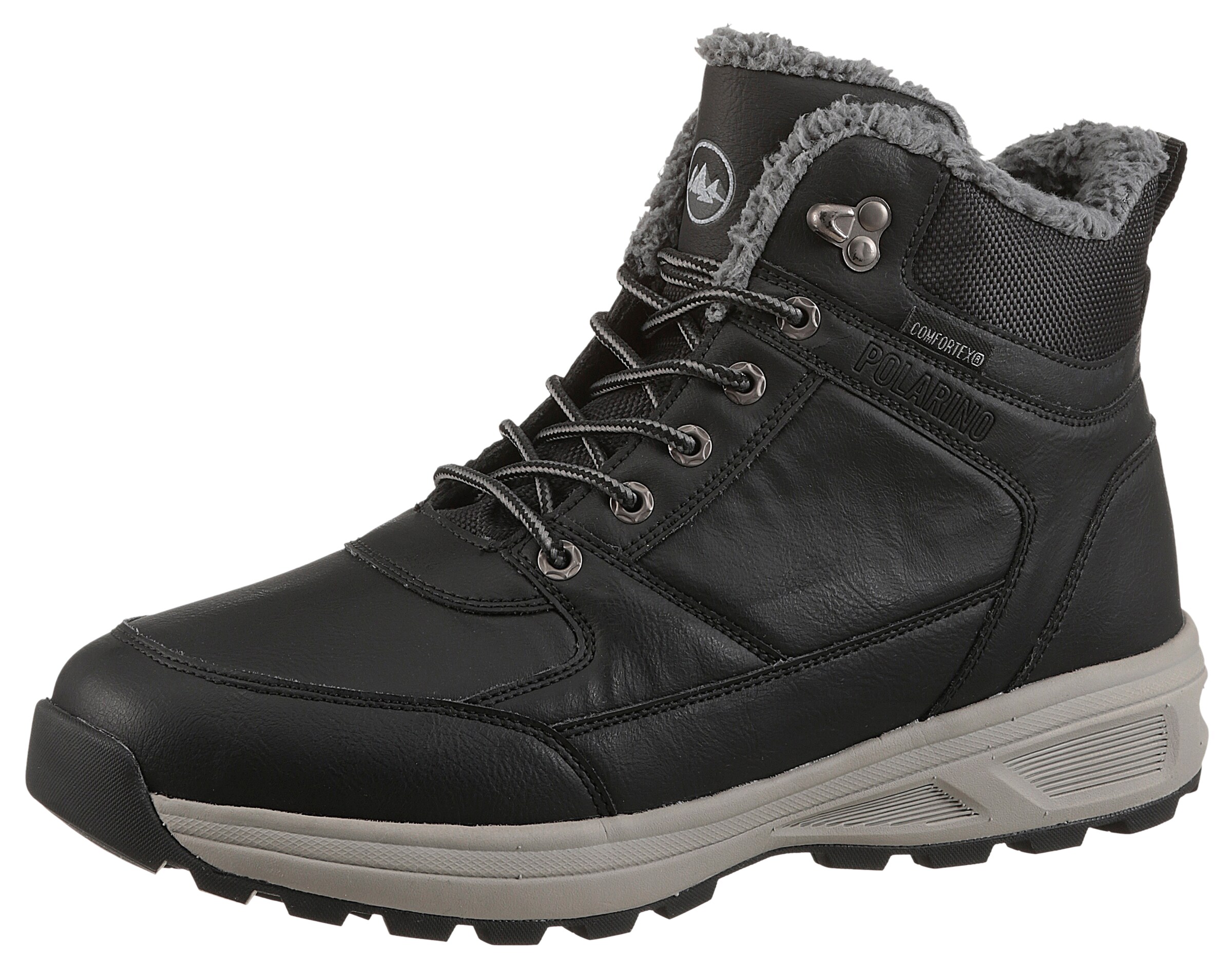 POLARINO Lace-Up Boots in Black: front