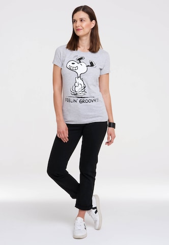 LOGOSHIRT T-Shirt 'Snoopy – Feelin' Groovy!' in Grau