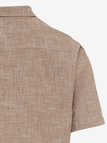 CAMEL ACTIVE Regular Fit Meliertes Kurzarmhemd aus reiner Baumwolle in Braun