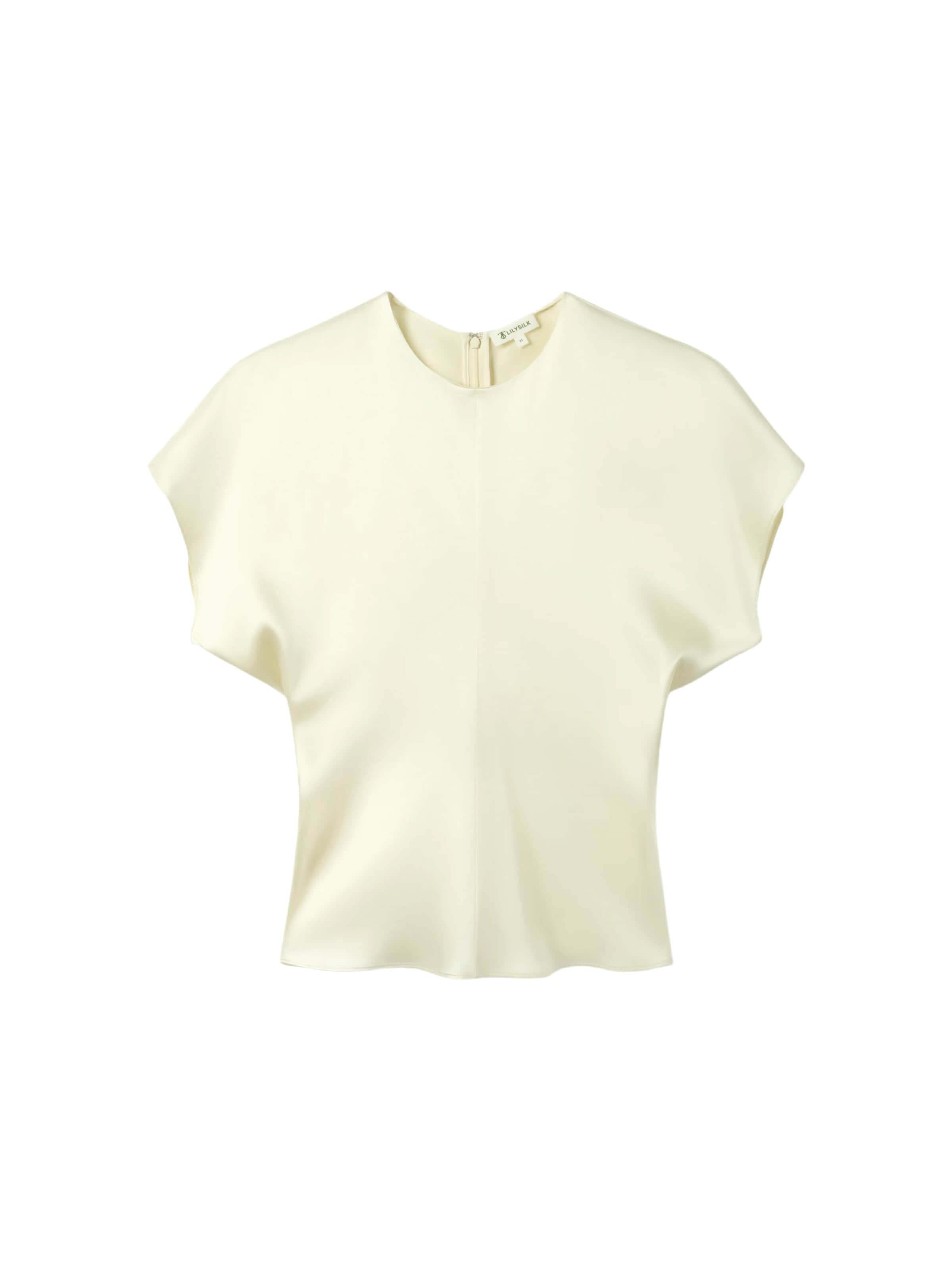 Lilysilk Blouse 'Seidentop mit kurzen Fledermausärmeln' in Wit: voorkant