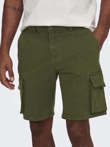 Only & Sons Regular Cargo trousers in Green