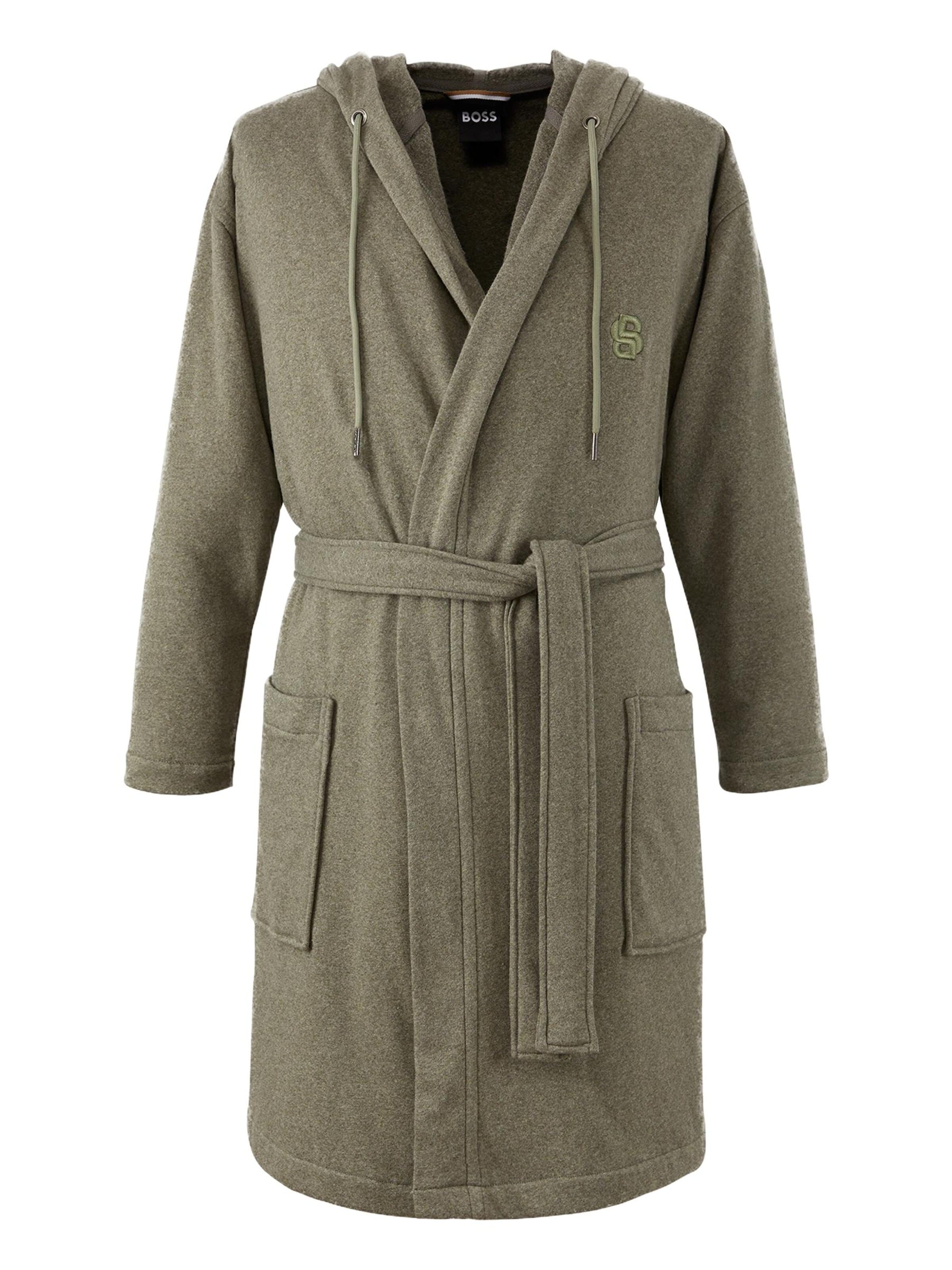 BOSS Home Long Bathrobe 'EVENING' in Green: front