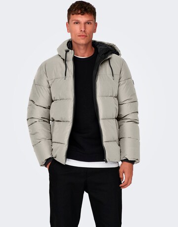 Only & Sons Winter Jacket in Beige: front