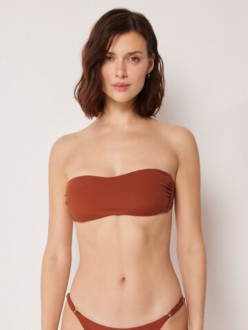 CALZEDONIA Bandeau Bikini Top 'Premium Fit' in Brown: front