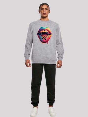 Sweat-shirt 'Drooling Lips' F4NT4STIC en gris