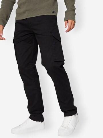Threadbare Slimfit lange Cargohose 'Battle Drill' in Schwarz: Vorderseite