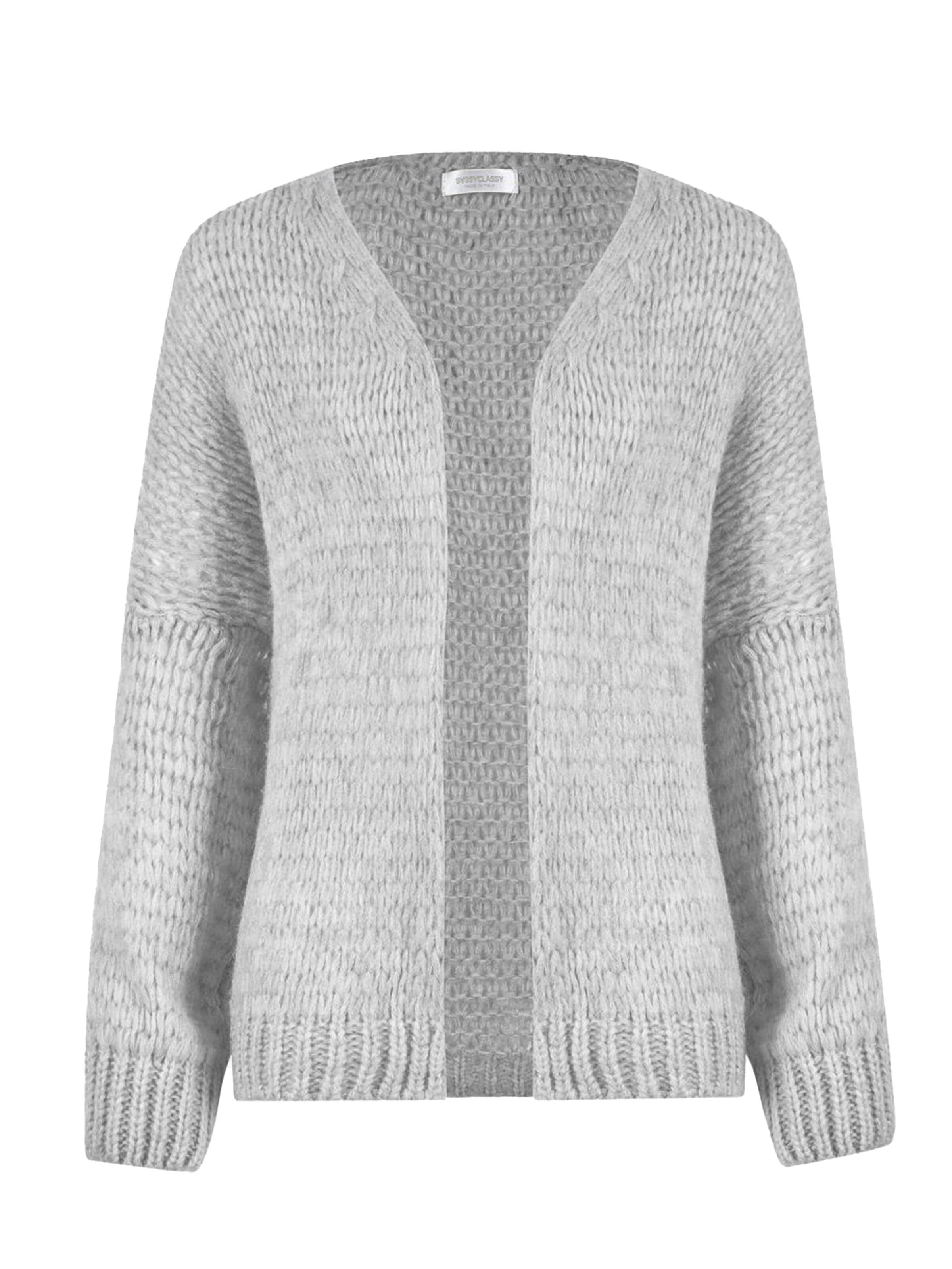 SASSYCLASSY Oversizestrickjacke‌‌‌‌‌‌ in Grau: Vorderseite