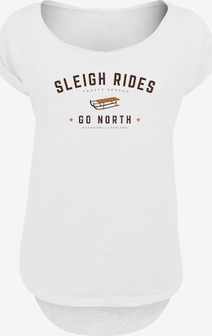 F4NT4STIC T-Shirt 'Schlittenfahren Weihnachten Christmas' in Weiß: Vorderseite