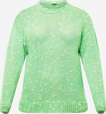 ONLY Carmakoma Пуловер 'BIBBI' в зелено: отпред
