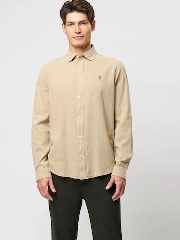 U.S. POLO ASSN. Regular Fit Hemd 'Bolt' in Beige: Vorderseite