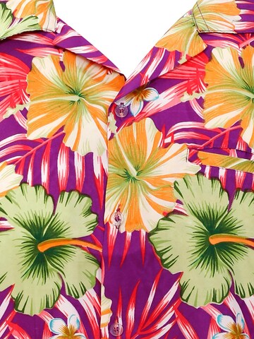 King Kameha Regular fit Button Up Shirt 'Tropical Hibiscus' in Purple