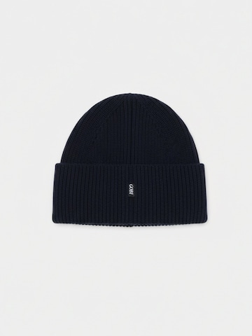GOBI Cashmere Muts 'Ribbed Chunky Beanie' in Blauw: voorkant