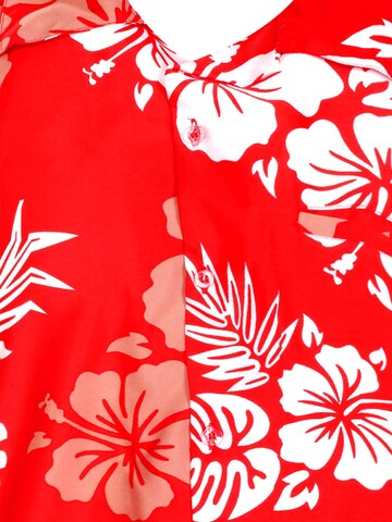 King Kameha Shirt 'Mono Hibiscus' in Rot