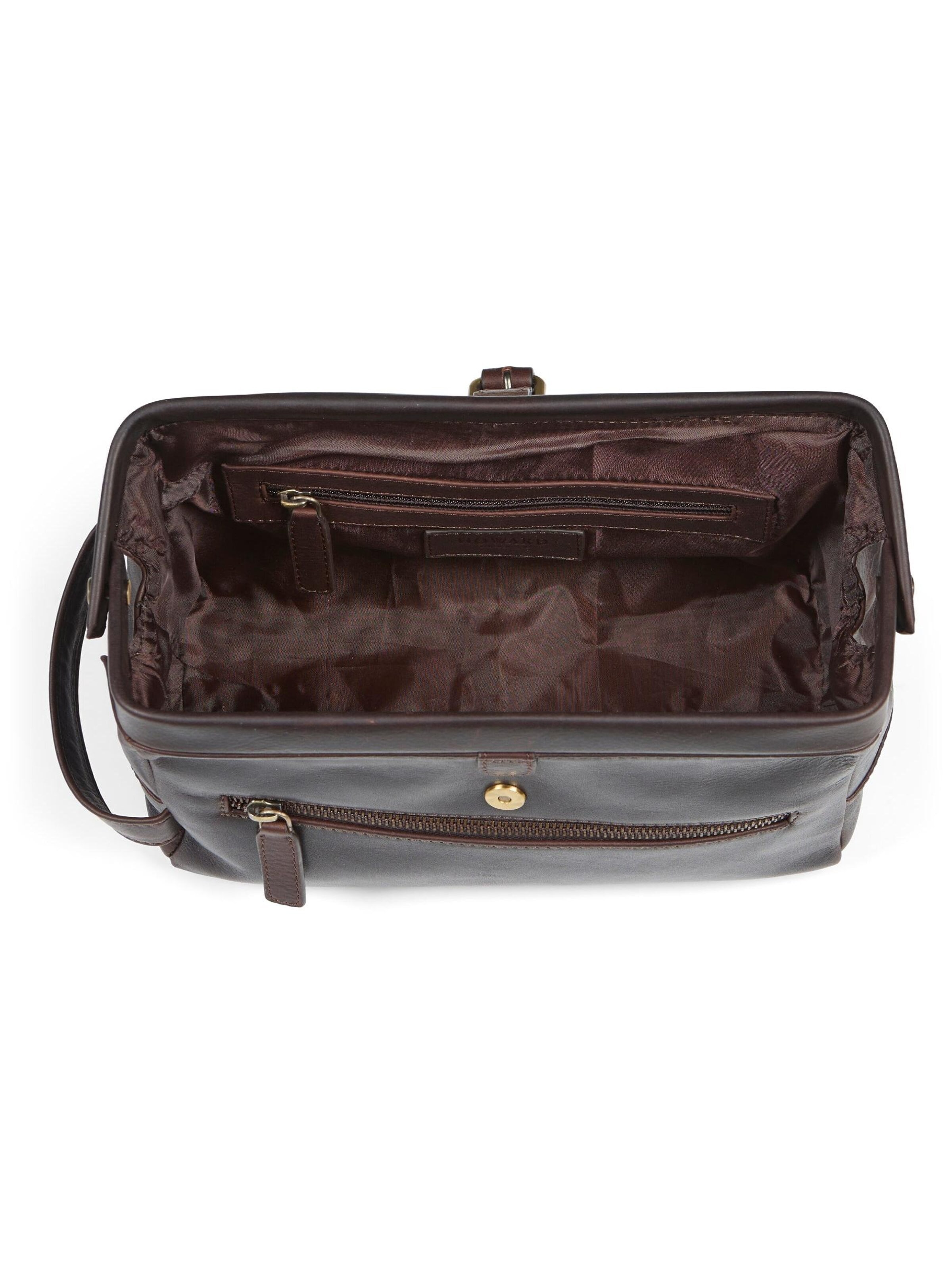 Howard London - Neceser 'Washbag Ken Dark Brown' en marrón