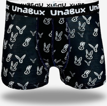 UNABUX Boxer shorts ' BLACK WHITE RABBIT ' in Black: front