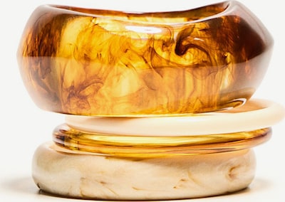 Bershka Bracelet en écru / marron / safran / or, Vue avec produit