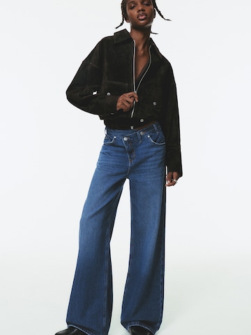 Wide leg Jeans de la Pull&Bear pe albastru