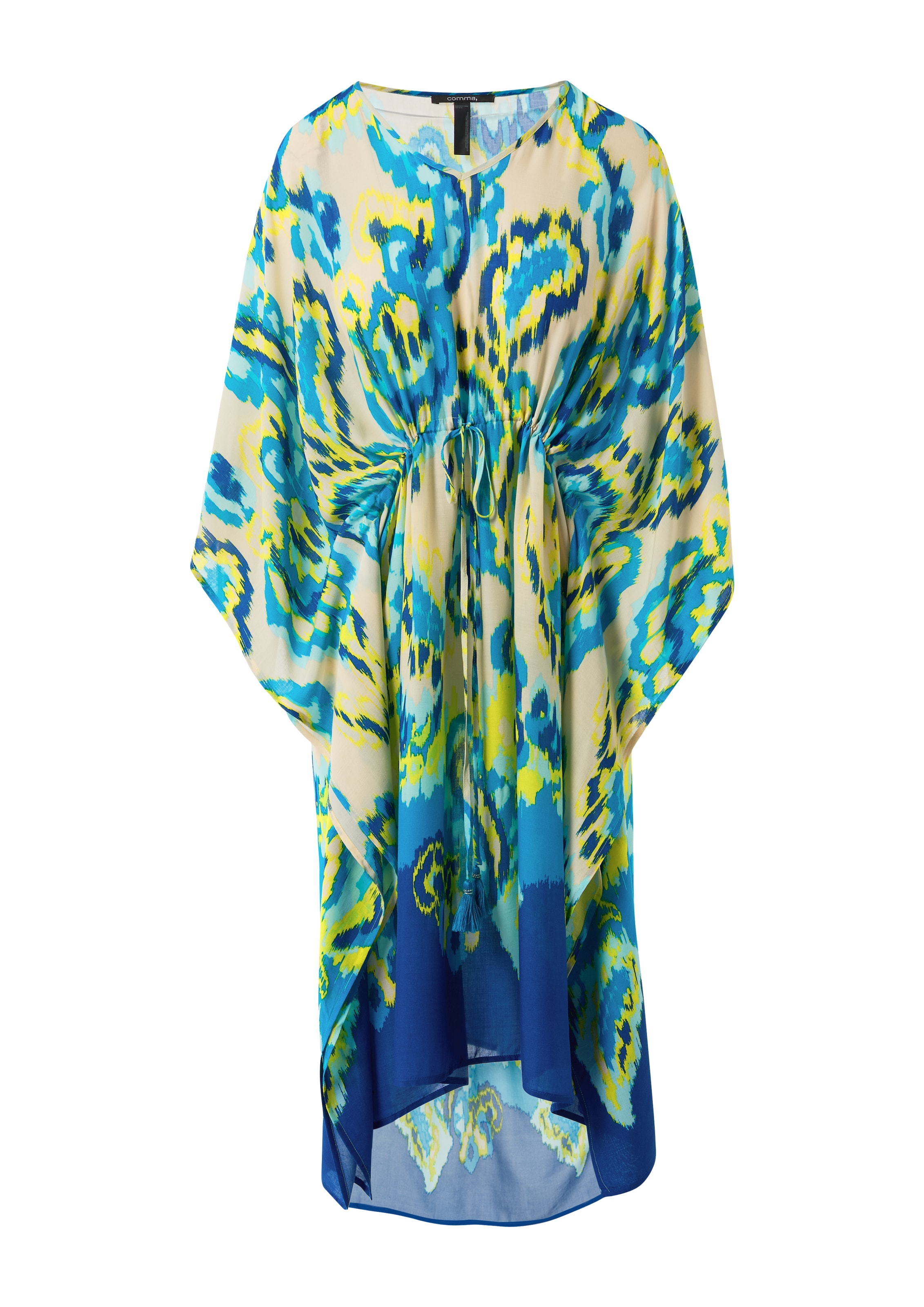 COMMA Strandkleid in blau / türkis / hellgelb / apricot, Produktansicht