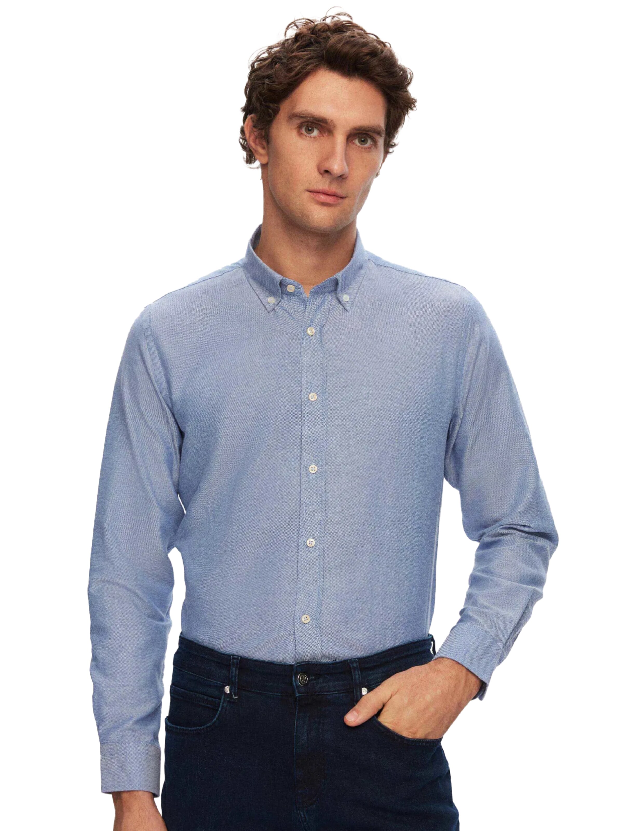 D’S Damat Regular fit Button Up Shirt in Blue: front
