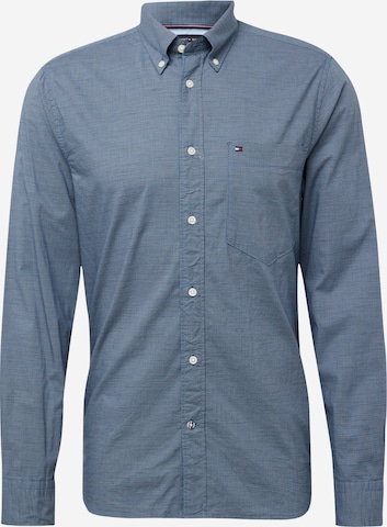 TOMMY HILFIGER Regular fit Overhemd 'Houndstooth' in Blauw: voorkant