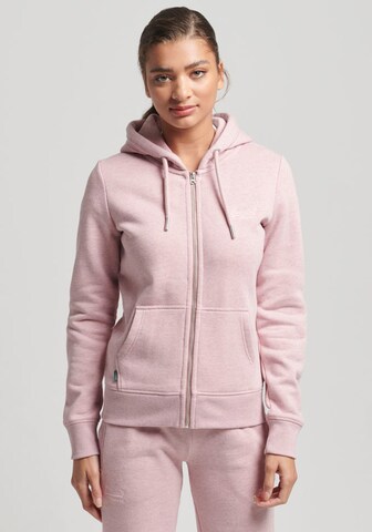 Superdry Sweat jacket in Pink: front