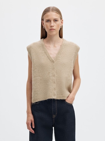 SELECTED - Chaleco de punto en beige: frente