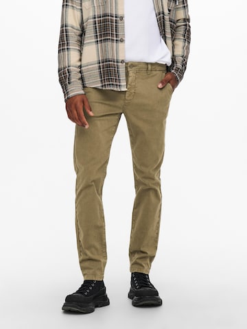 Coupe slim Pantalon chino 'Pete' Only & Sons en beige : devant