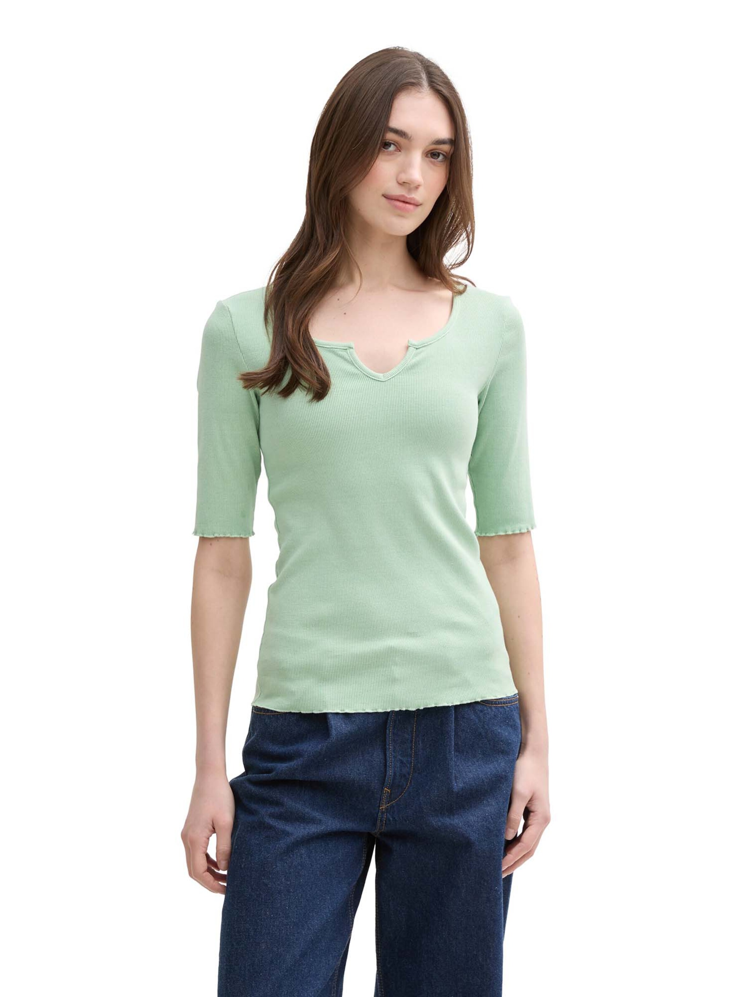 Tricou de la TOM TAILOR DENIM pe verde: față