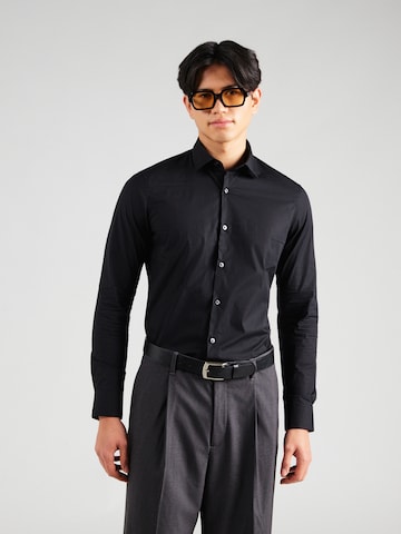 Calvin Klein - Ajuste estrecho Camisa de negocios 'ESNTL' en negro: frente