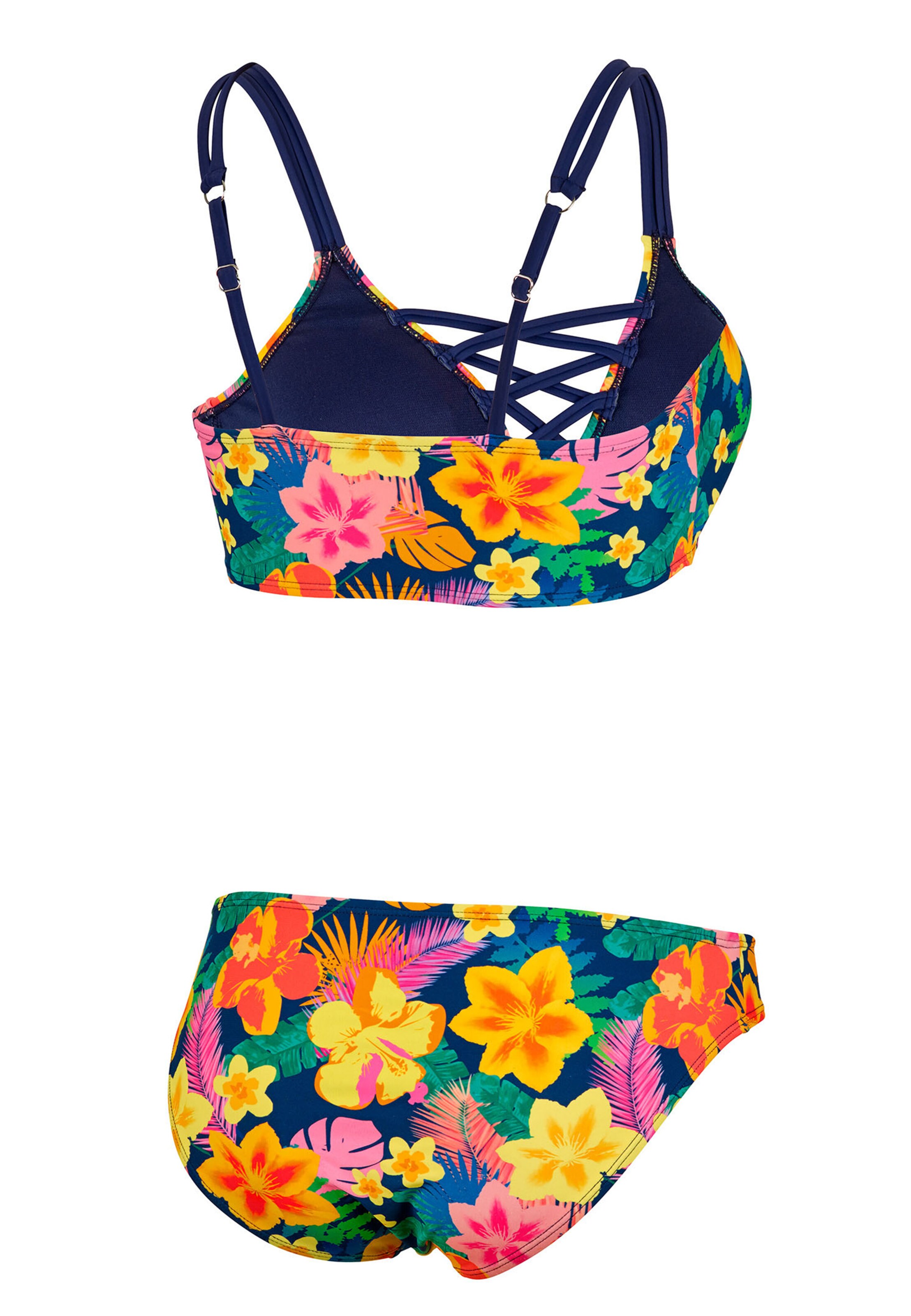 BECO the world of aquasports Bustier Bikini 'Summer Flowers' in Orange