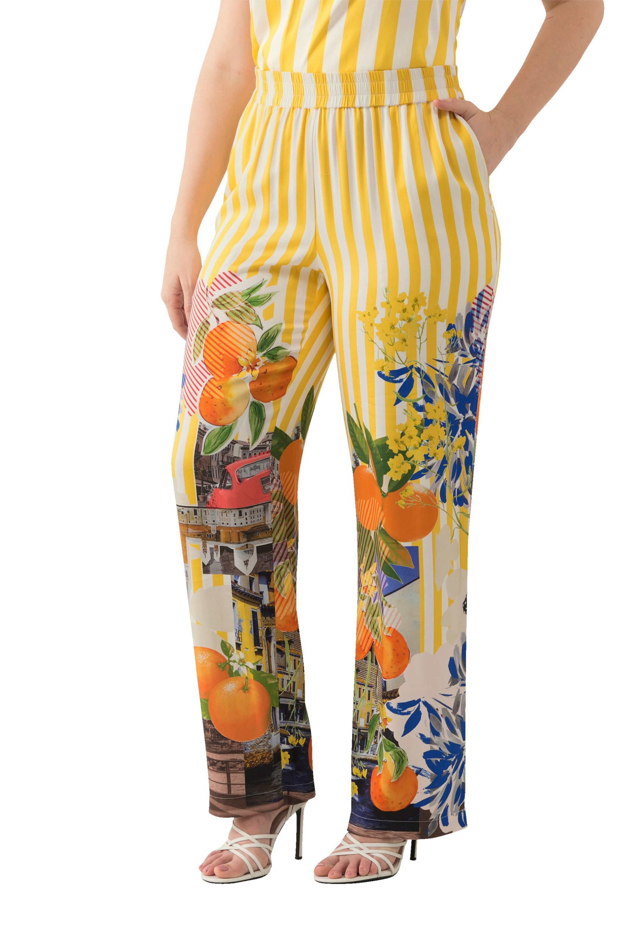 Ulla Popken Regular Trousers in Yellow: front