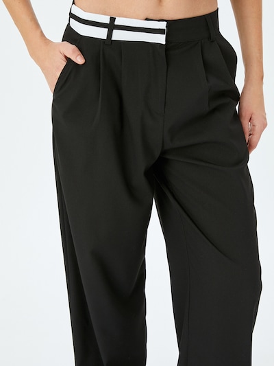 Koton Pleat-Front Pants in 34/Regular in Black / White, Item view