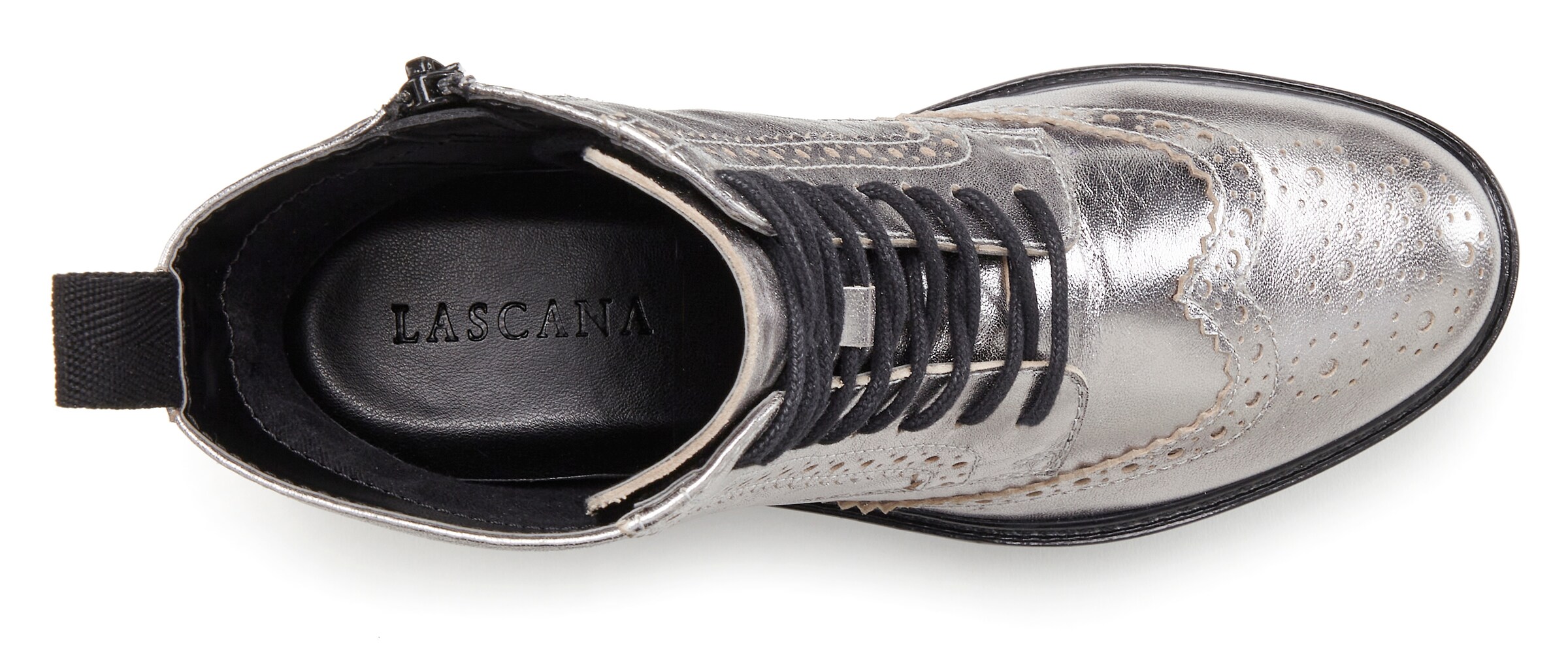 LASCANA Ботинки на шнуровке в Серебристый