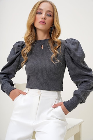 Trend Alaçatı Stili Bluza | siva barva